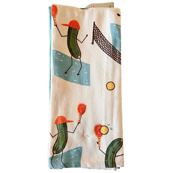 NEW Set 3 PICKLE BALL AVENUE Kitchen Dish Towels Mireille Designs 100% Cotton - Picture 5 of 6
